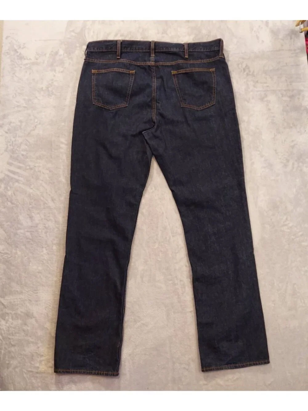 Old Navy dark mens straight 42x36 jeans measure 43x35.5 high rise 100% cotton